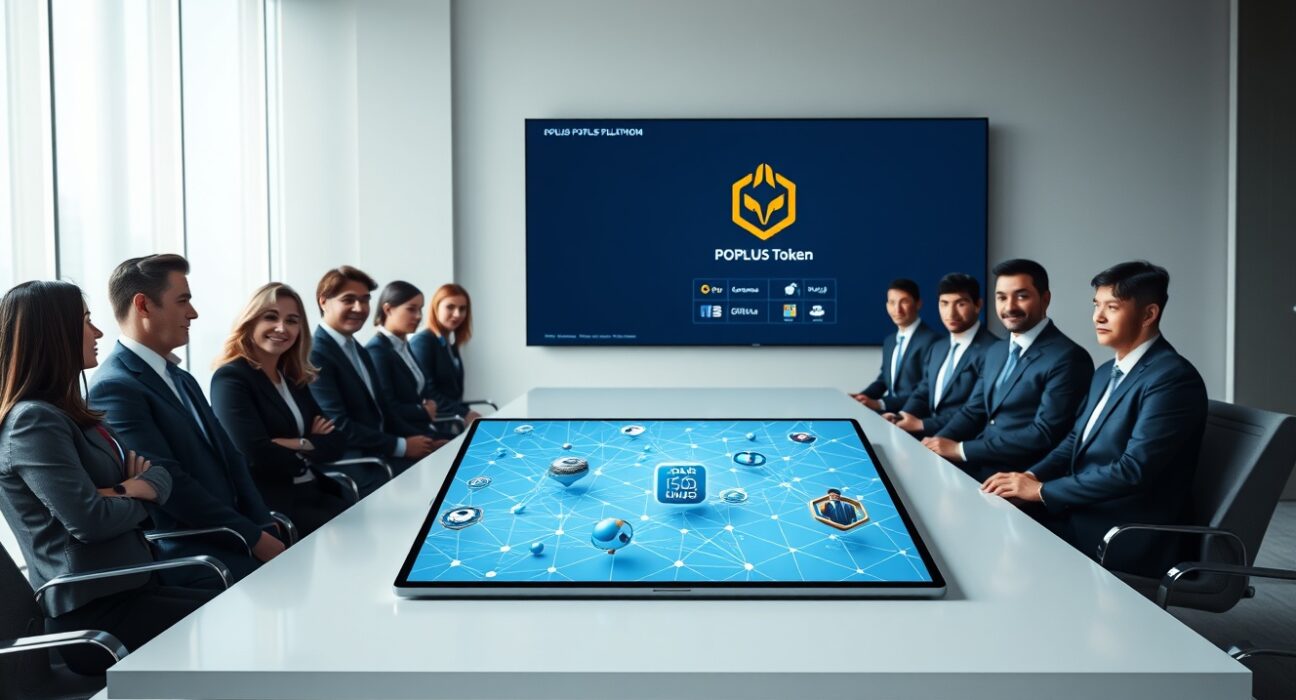 Business team discussing Web3 game expansion using BPMG's game IPs in a modern boardroom