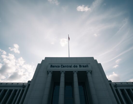 Banco Central do Brasil headquarters in Brasília under daylight, symbolizing monetary policy action.