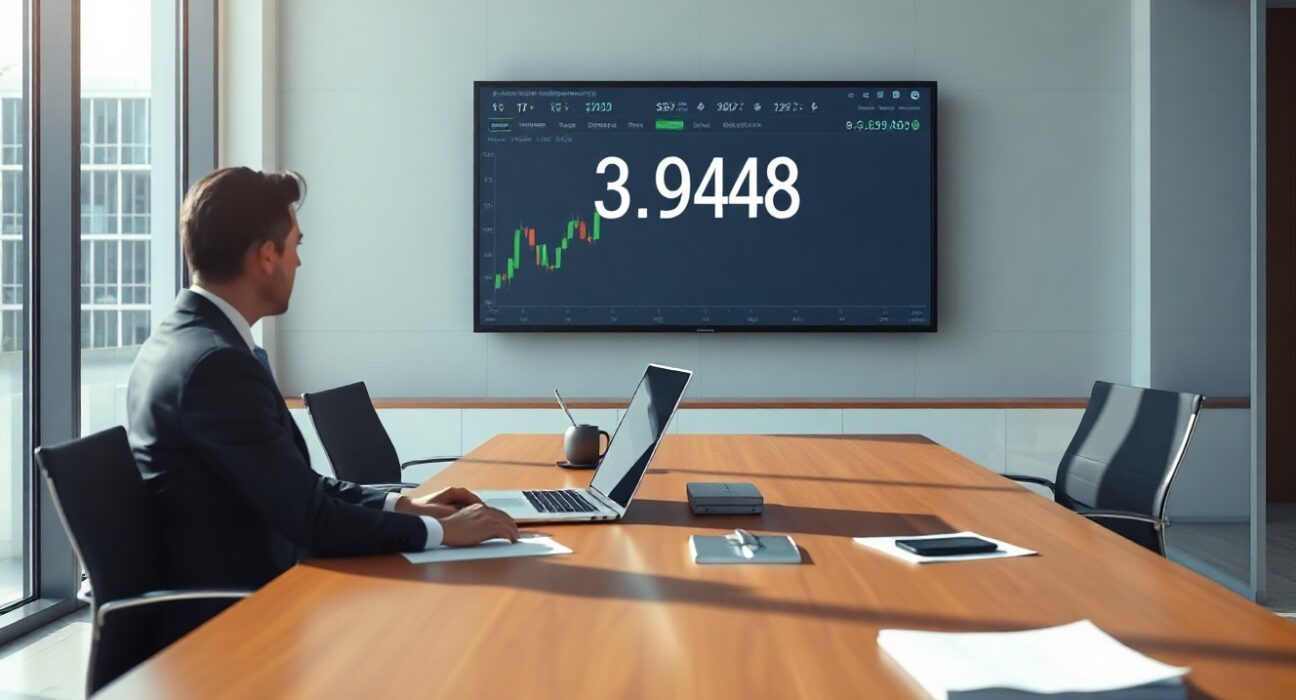 Corporate office in Brazil with Bitcoin chart display, symbolizing OranjeBTC's treasury expansion