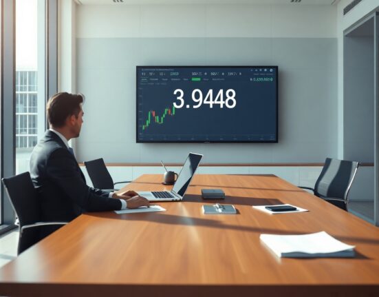 Corporate office in Brazil with Bitcoin chart display, symbolizing OranjeBTC's treasury expansion