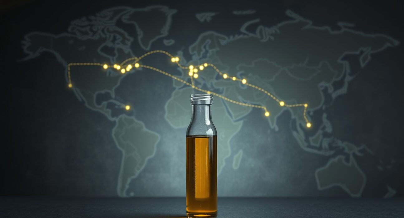 Global oil trade and geopolitical risk analysis for Brent crude markets.