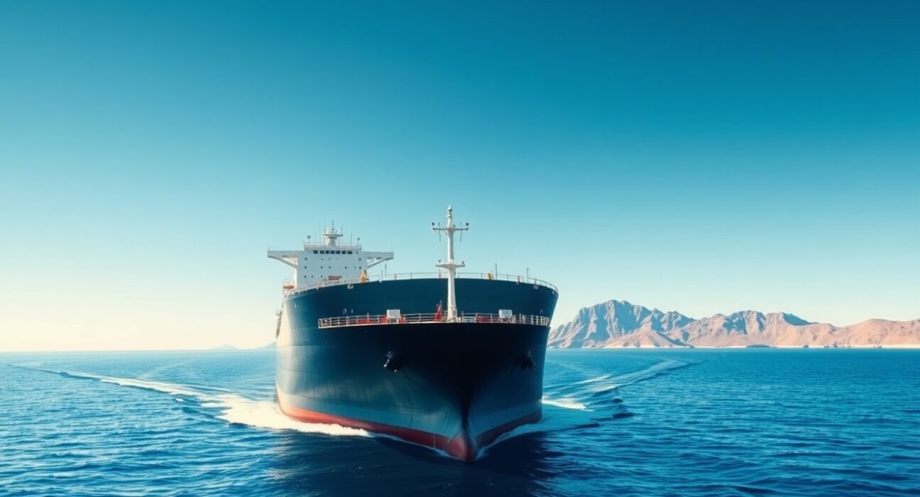 Brent crude oil tanker in the Strait of Hormuz after a market scare
