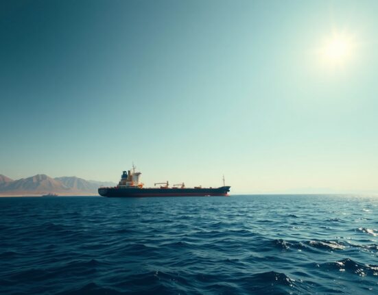 Oil tanker stalled in the Strait of Hormuz impacting Brent crude oil prices.