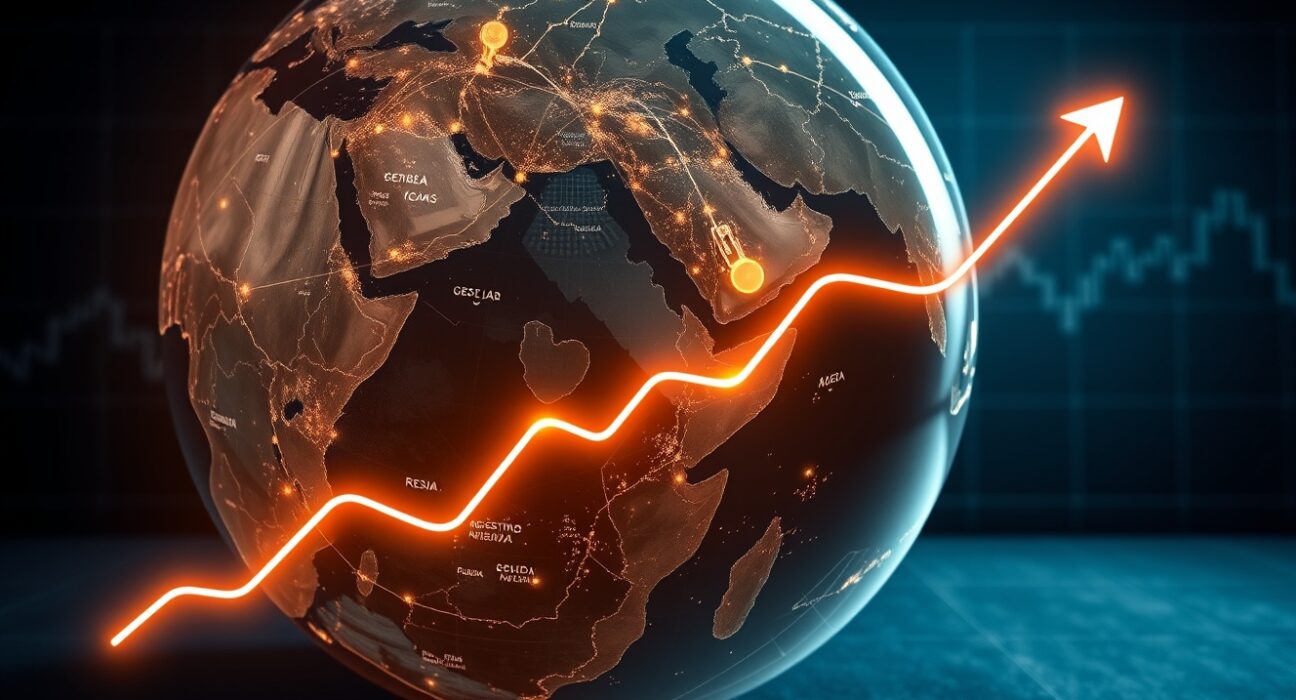 Global oil market analysis showing Brent crude price dynamics and international supply routes.