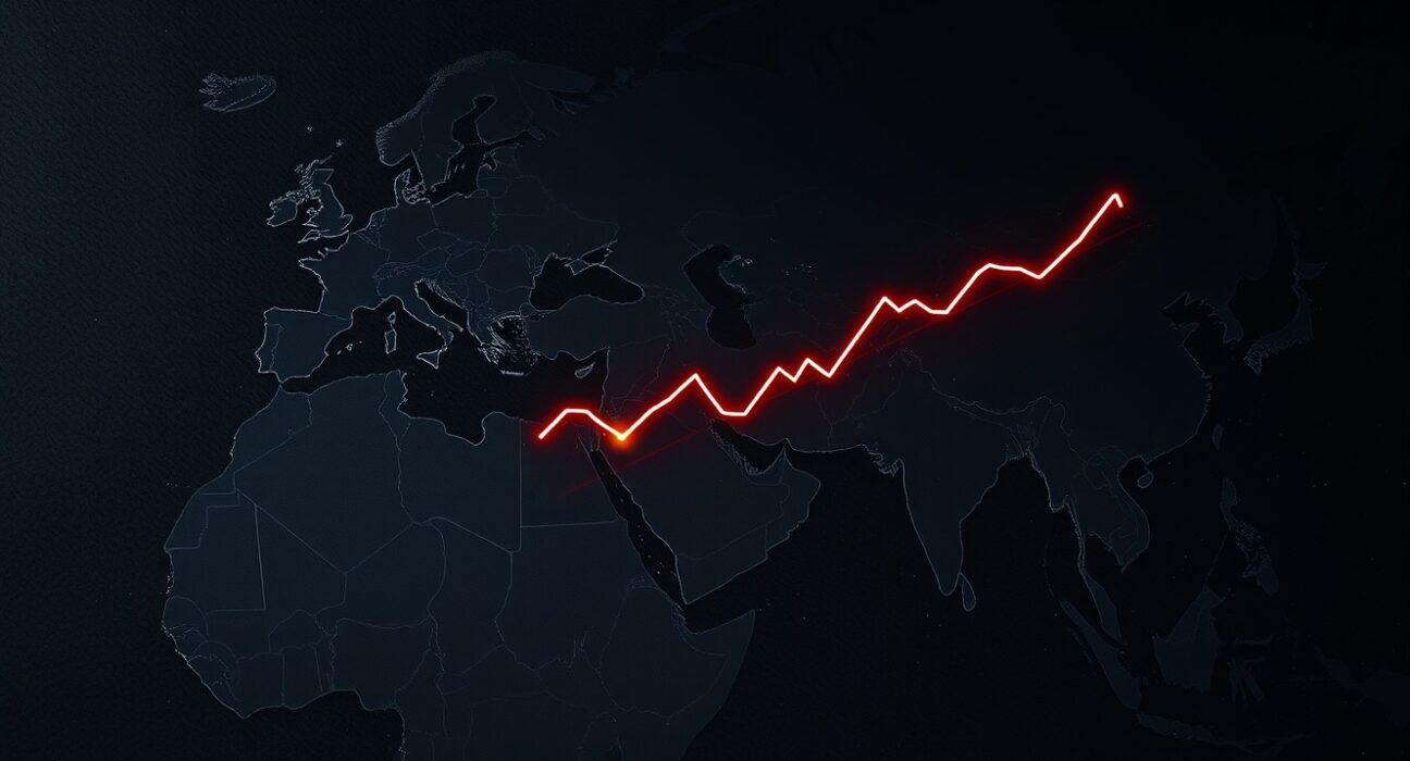 Global map analysis showing geopolitical conflict zones impacting Brent crude oil prices in 2025.