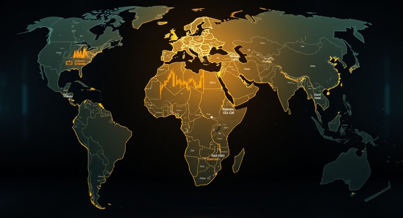 Analysis of Brent crude oil risk premium amid geopolitical conflict with market charts overlay