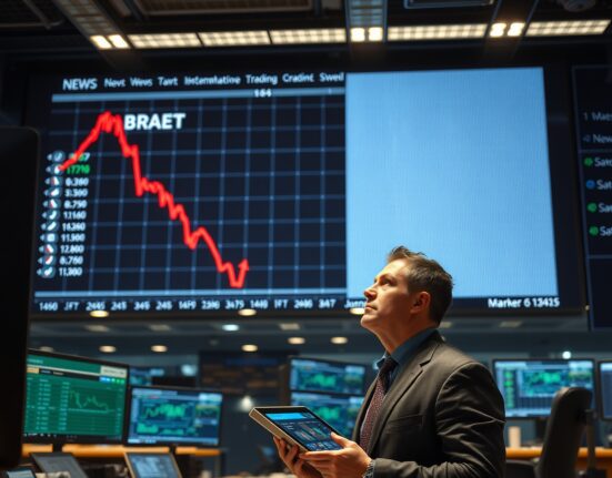 Brent crude oil price volatility on trading floor display during geopolitical uncertainty