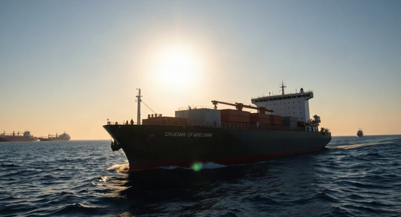 Oil tanker navigating the Strait of Hormuz amid geopolitical tensions
