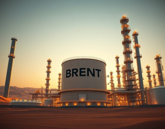 Brent crude supply outlook: UAE oil refinery at sunset representing market shift after OPEC exit