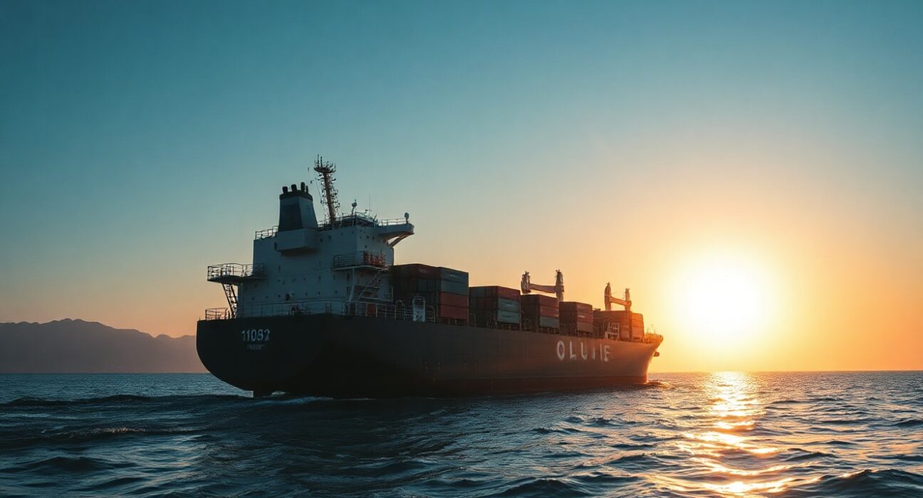 Oil tanker navigating the Strait of Hormuz, a key chokepoint for global oil shipments