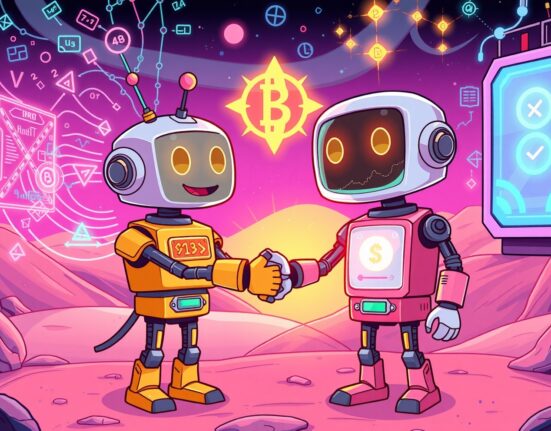 A cartoon illustration showing zero-knowledge proof technology securing and speeding up decentralized crypto trading.