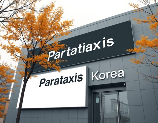 Parataxis Korea office building sign in Seoul symbolizing Bridge Biotherapeutics rebrand to digital assets