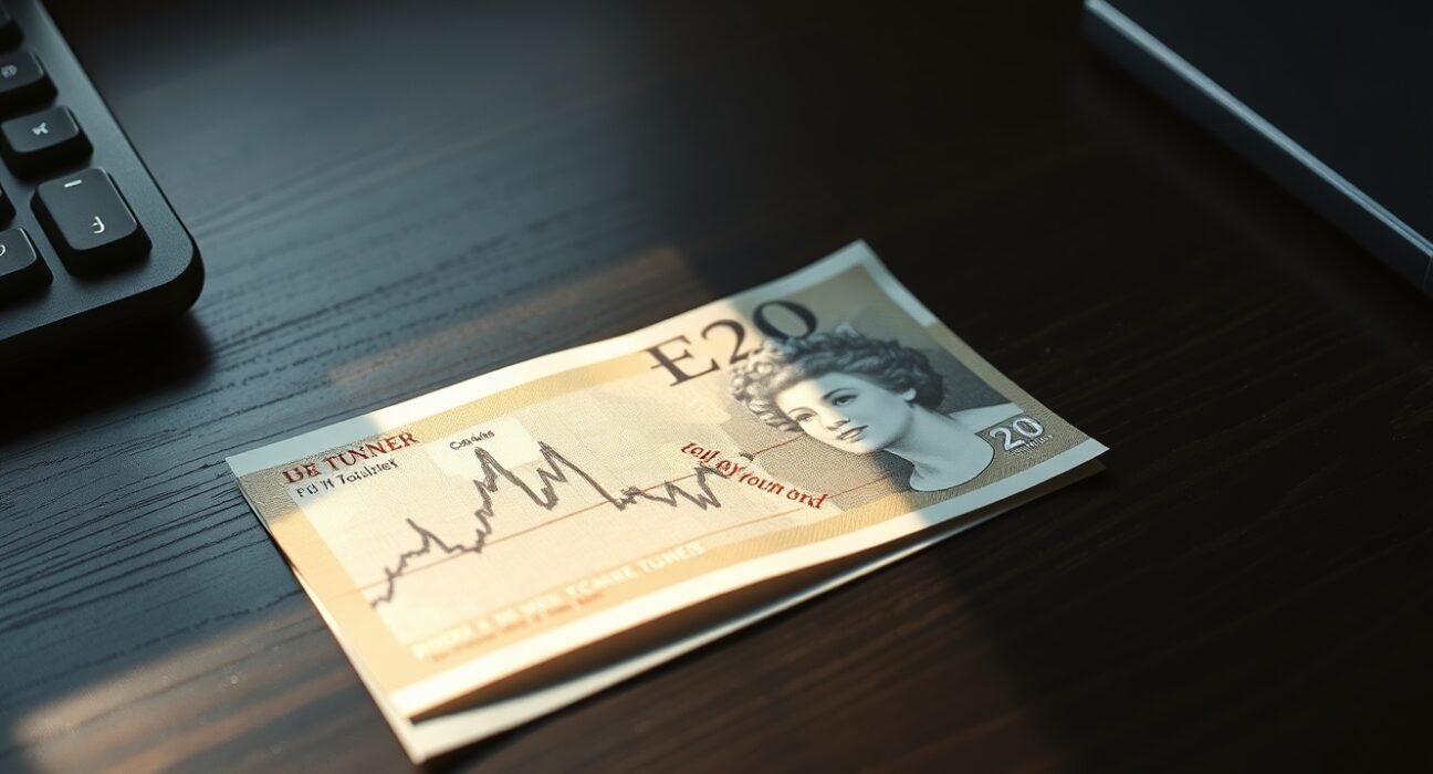 British pound note and financial chart showing bearish trend ahead of Bank of England decision