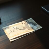 British pound note and financial chart showing bearish trend ahead of Bank of England decision