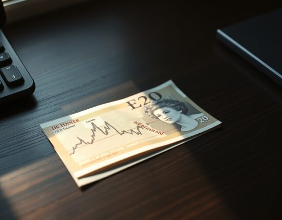 British pound note and financial chart showing bearish trend ahead of Bank of England decision