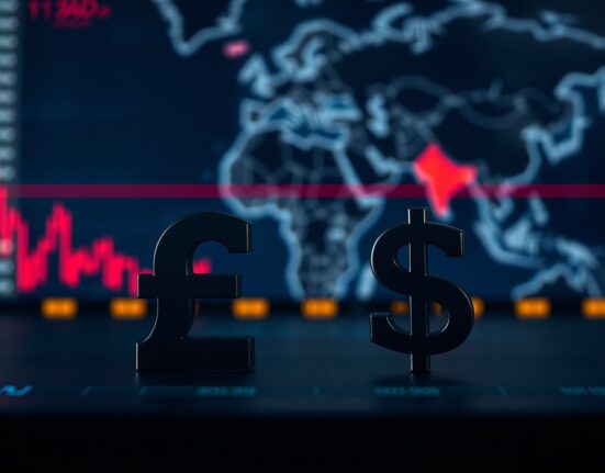 GBP/USD exchange rate chart with geopolitical tension backdrop