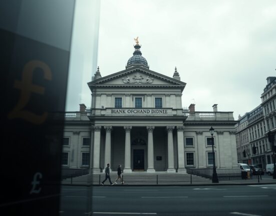 Bank of England building on a cloudy day, representing UK monetary policy and GBP outlook
