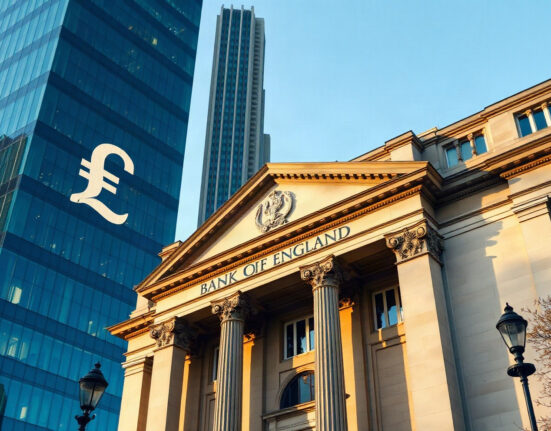 Bank of England building in London on a clear morning, symbolizing British Pound stability