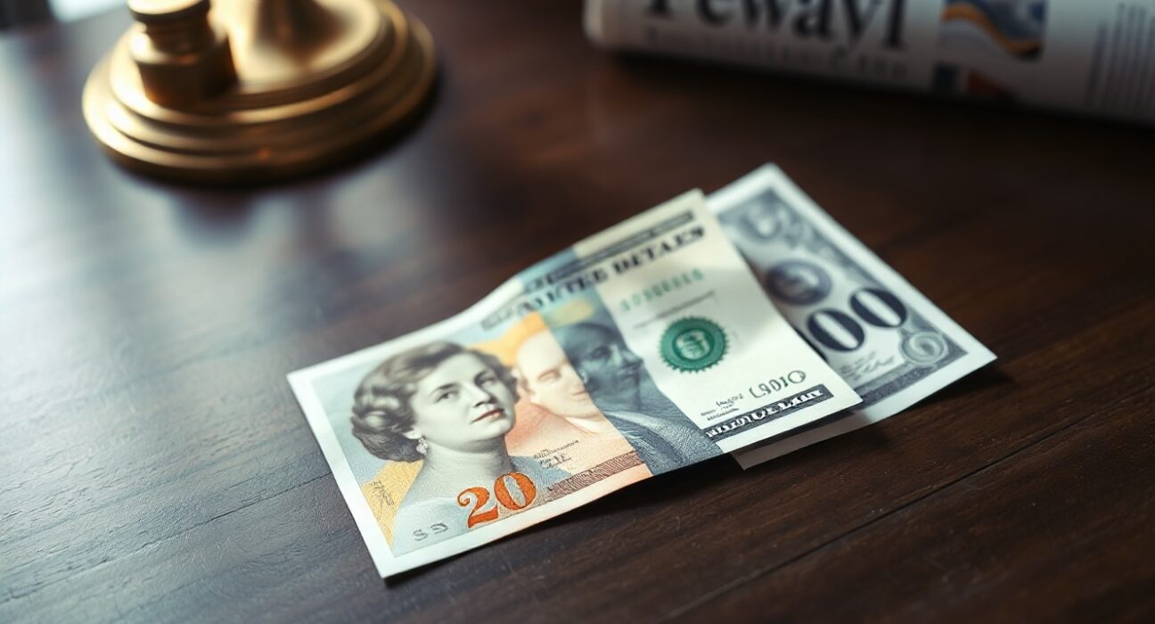 British Pound and US Dollar banknotes on a desk, representing the GBP/USD currency pair analysis.