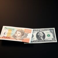British Pound and US Dollar banknotes on a dark background representing currency market volatility.