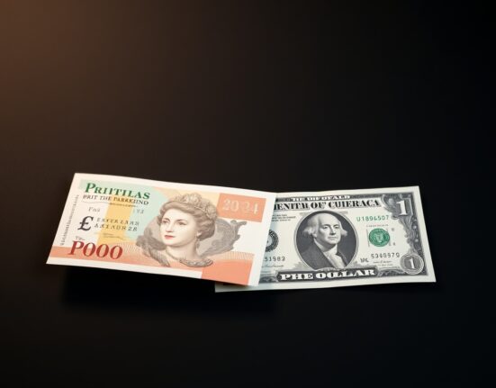 British Pound and US Dollar banknotes on a dark background representing currency market volatility.