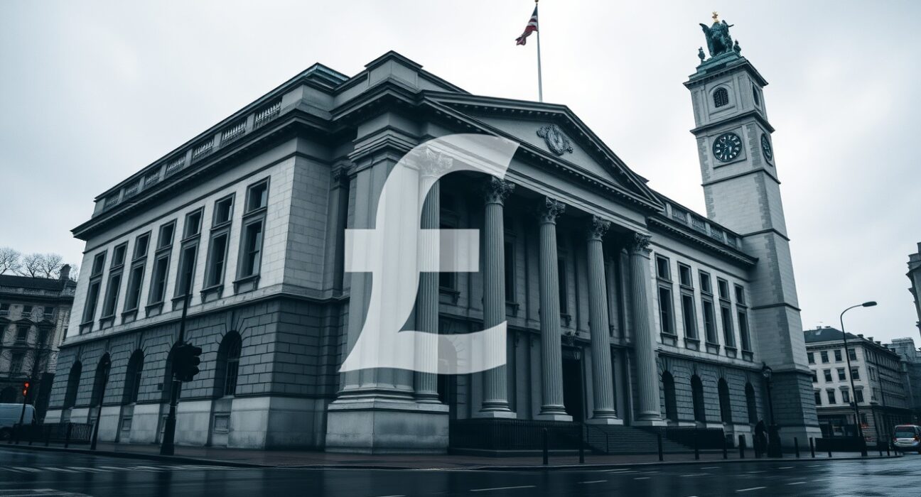 Bank of England building on a cloudy day, symbolizing UK economic uncertainty