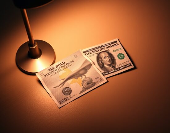 British Pound and US Dollar banknotes on a desk for a currency forecast article