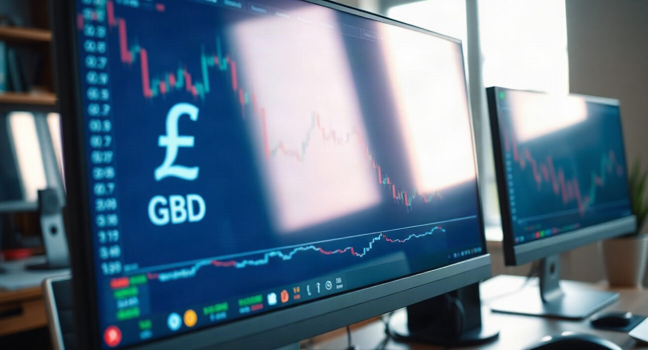GBP/USD currency chart on a trading monitor, symbolizing the pound's movement ahead of US PCE data