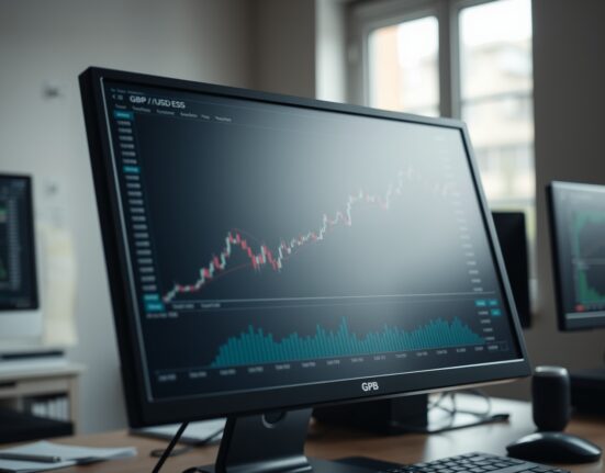 GBP/USD chart showing upward trend on trading screen