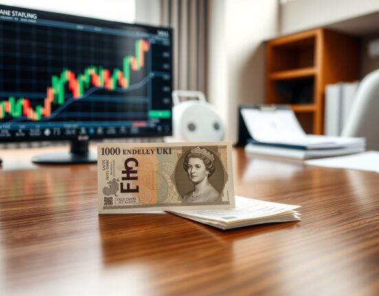 British pound banknote and UK gilt bond on a desk, representing Sterling and gilts market pressure