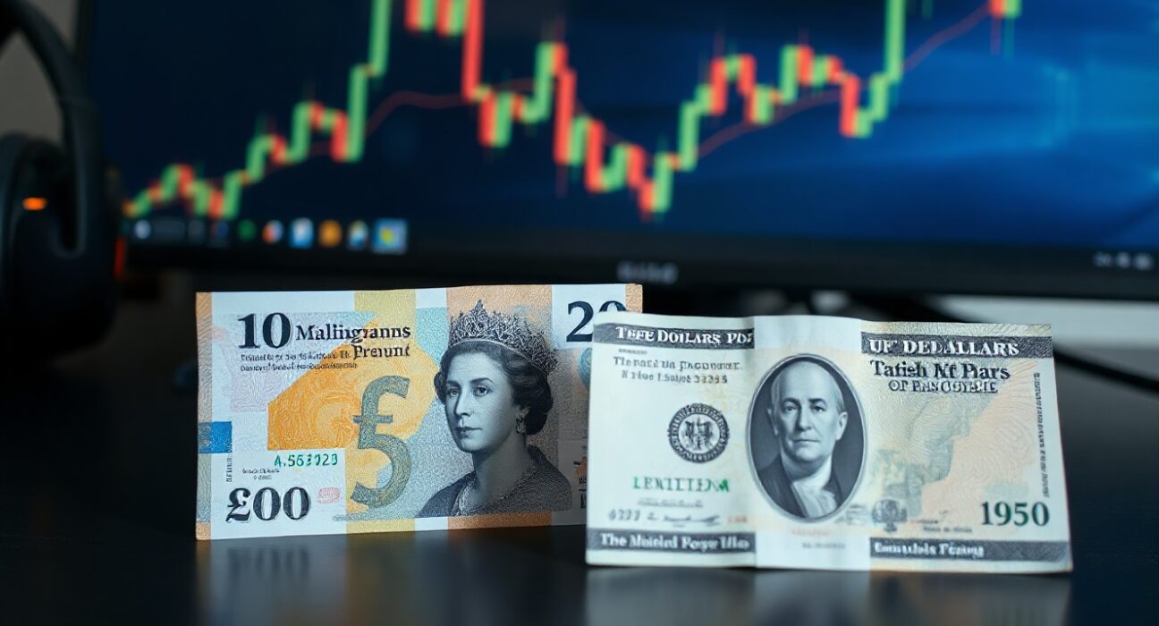 British Pound and US Dollar banknotes on desk representing currency exchange pressure