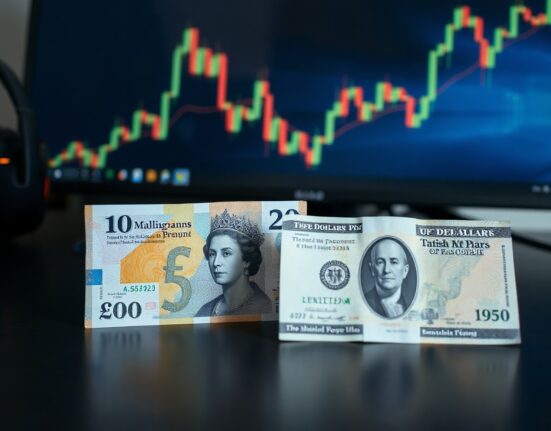 British Pound and US Dollar banknotes on desk representing currency exchange pressure