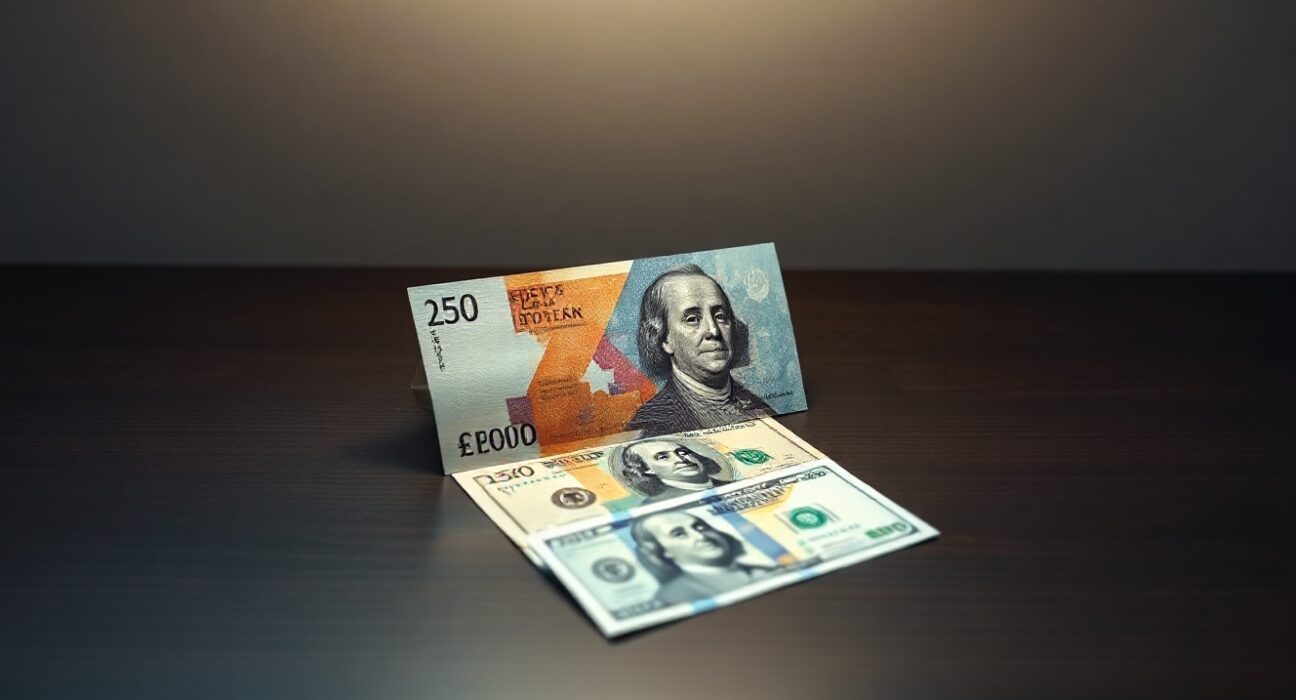 British Pound and US Dollar banknotes on a desk, representing range-bound forex trading.