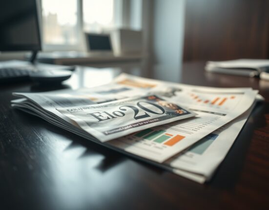 British pound banknote and financial charts on a desk representing economic uncertainty and monetary policy challenges.