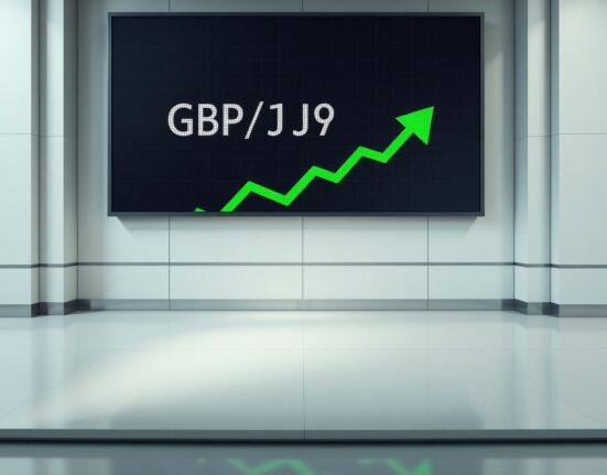GBP/JPY currency pair showing a rebound on a digital trading screen