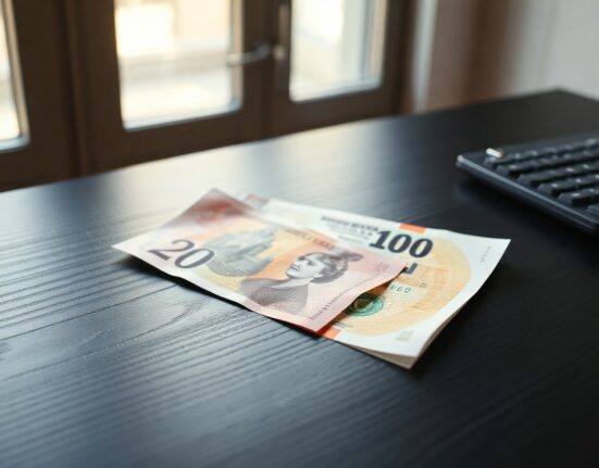 British Pound and US Dollar banknotes on a desk representing currency market fluctuations.
