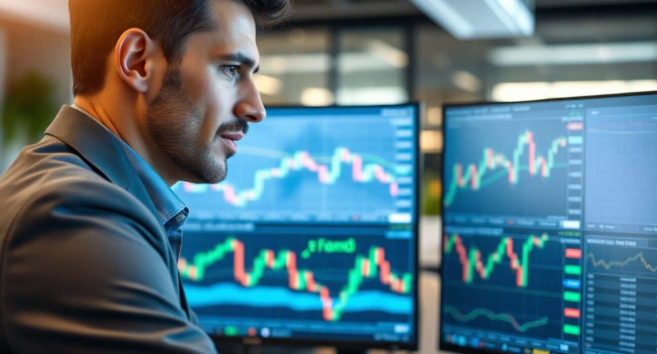 Trader monitoring GBP USD chart on multiple screens after US-Iran peace deal announcement
