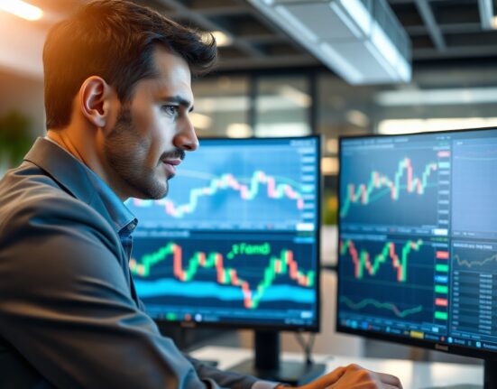 Trader monitoring GBP USD chart on multiple screens after US-Iran peace deal announcement