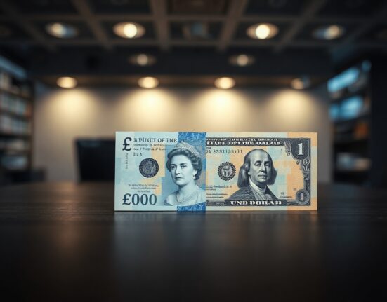 British Pound and US Dollar banknotes on a desk representing forex market movements