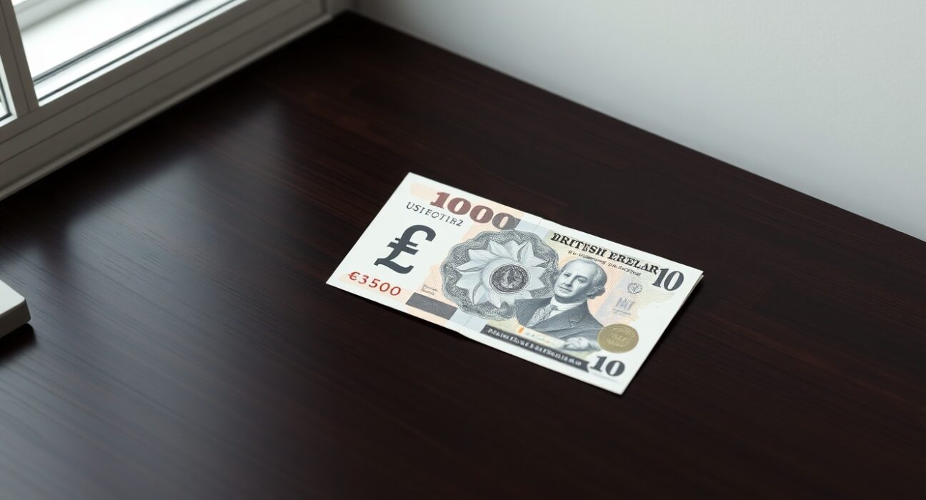 British Pound and US Dollar banknotes on a desk