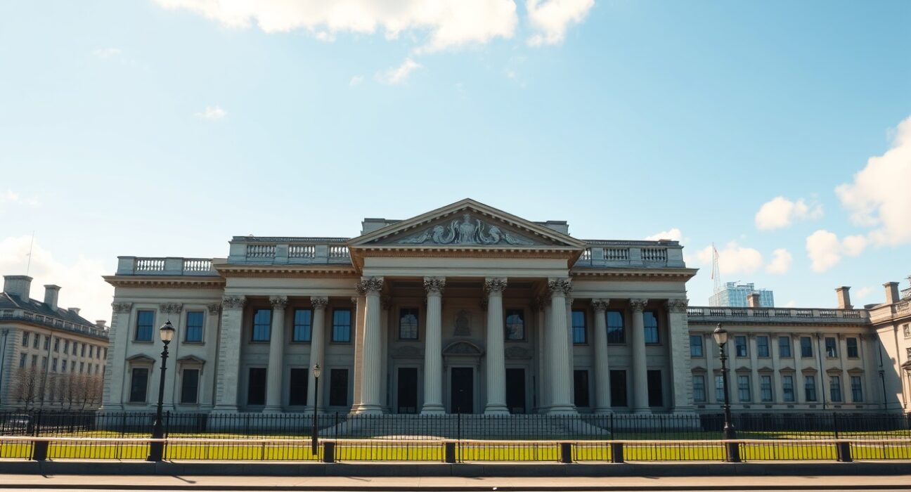 Bank of England building on a clear day representing the British Pound's stability