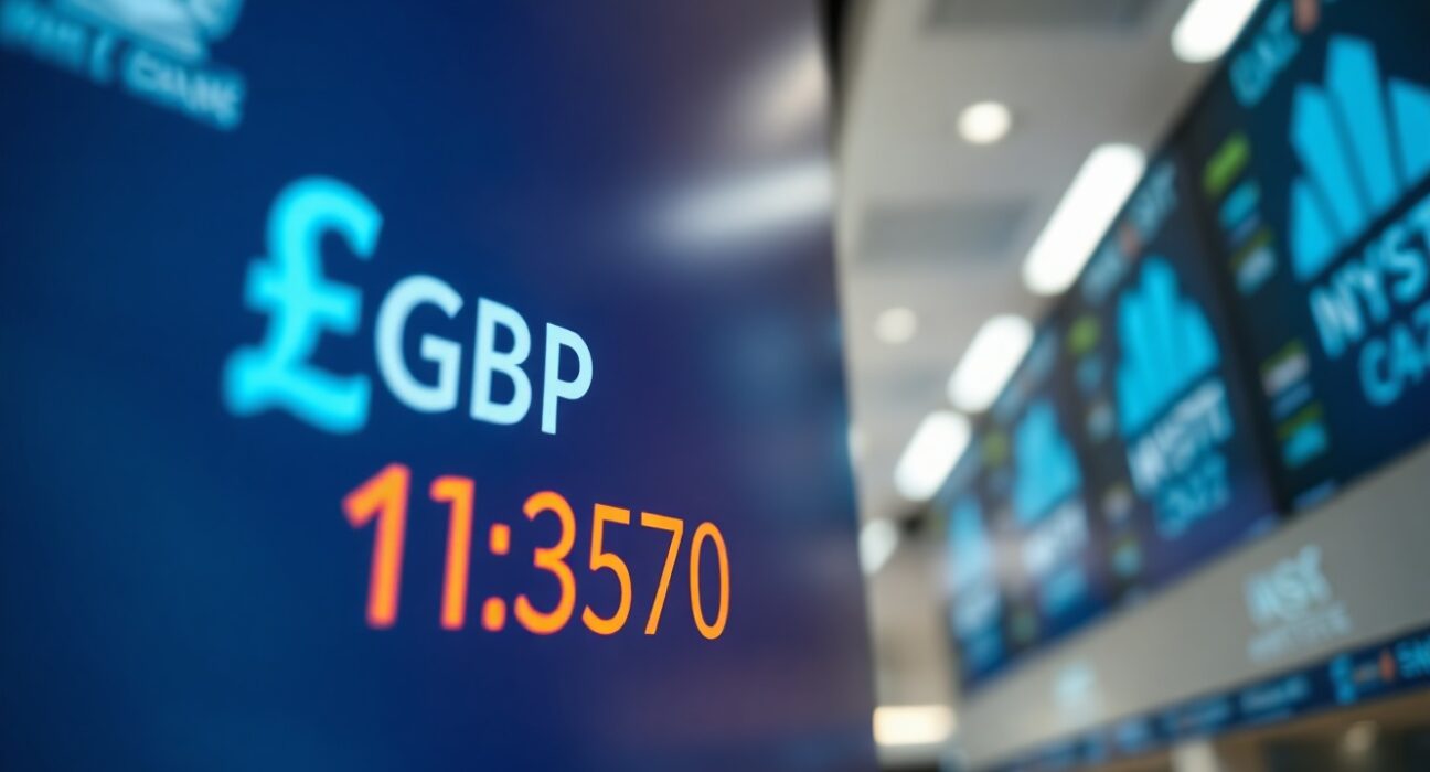GBP/USD exchange rate at 1.3570 displayed on a financial screen