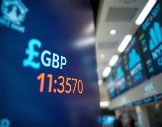 GBP/USD exchange rate at 1.3570 displayed on a financial screen
