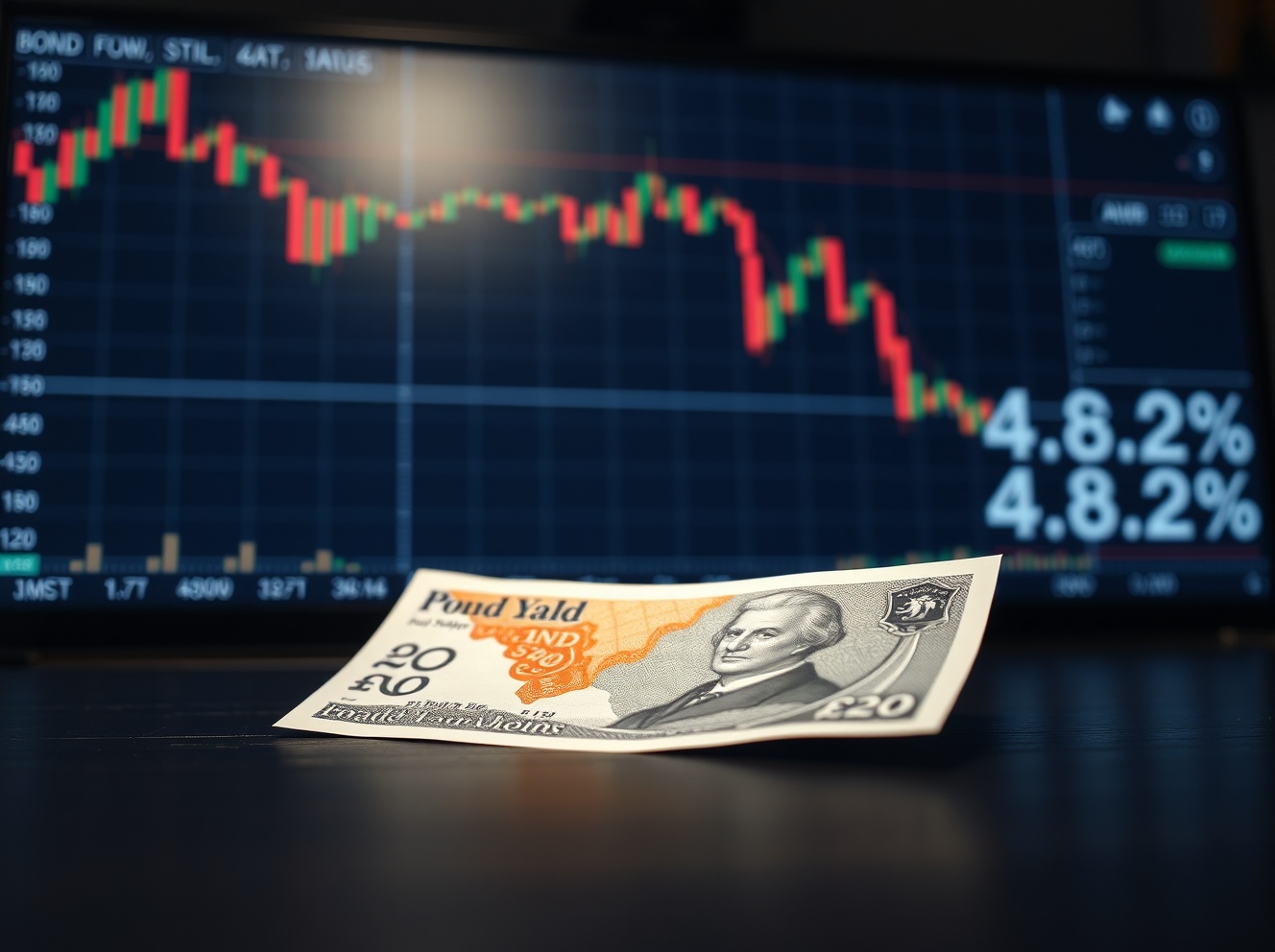British Pound Struggles as UK Gilt Yields Slide to Monthly Low Near 4.82%