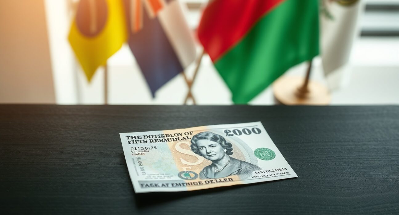 British pound and US dollar banknotes on a dark surface, representing currency market reaction to geopolitical news.