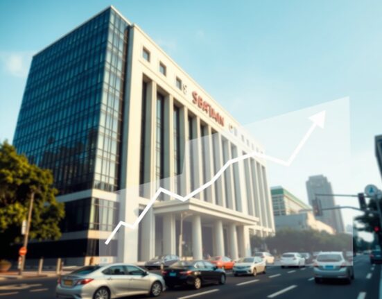 Bangko Sentral ng Pilipinas building with inflation pressure visualization representing monetary policy challenges.