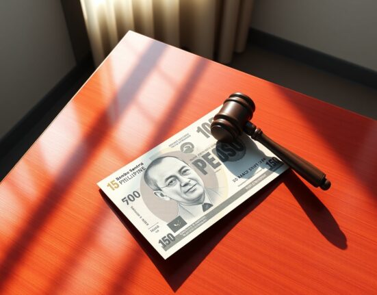 Philippine peso banknote with gavel symbolizing BSP tightening bias supporting PHP currency