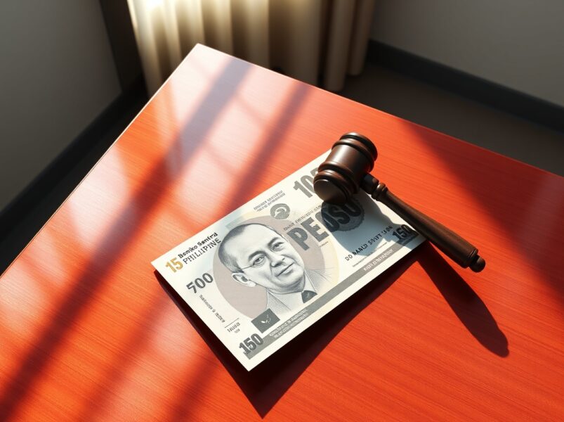 Philippine peso banknote with gavel symbolizing BSP tightening bias supporting PHP currency