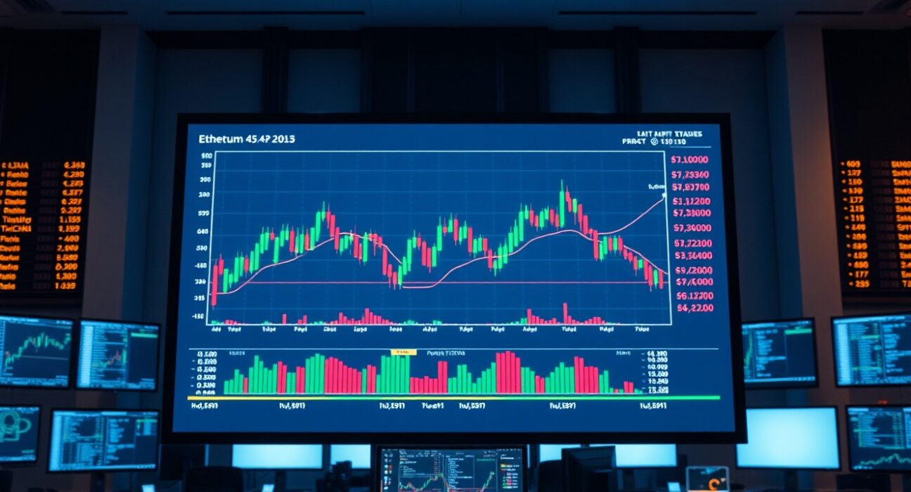 Trading screen showing Bitcoin and Ethereum futures charts with liquidation data