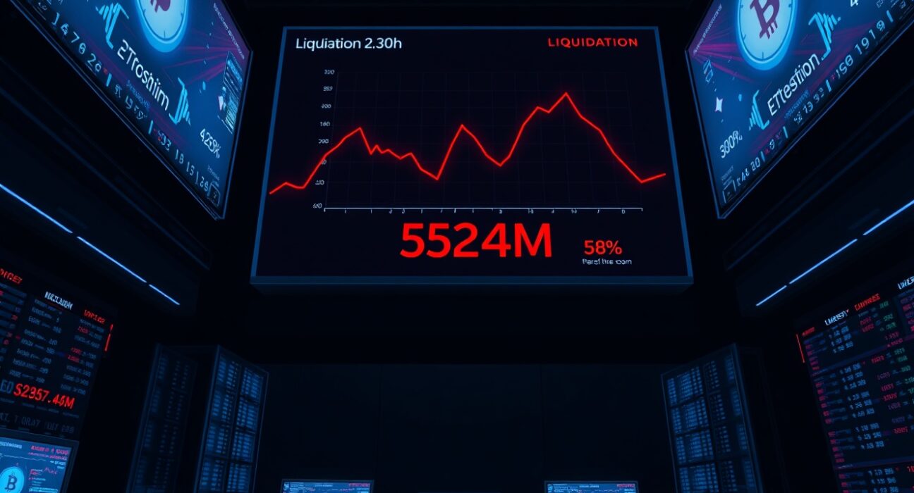 BTC liquidation risk: Over $524 million in long positions face liquidation below $76,080, as shown on trading screens.